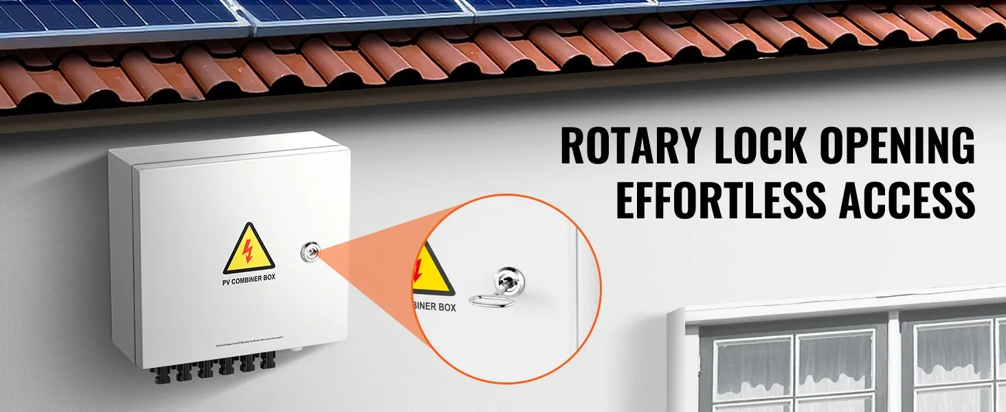 SucceBuy PV Combiner Box 4 String / 6 String Solar Combiner Box 10A / 15A Rated Current Fuse to On/Off Grid Solar Panel System