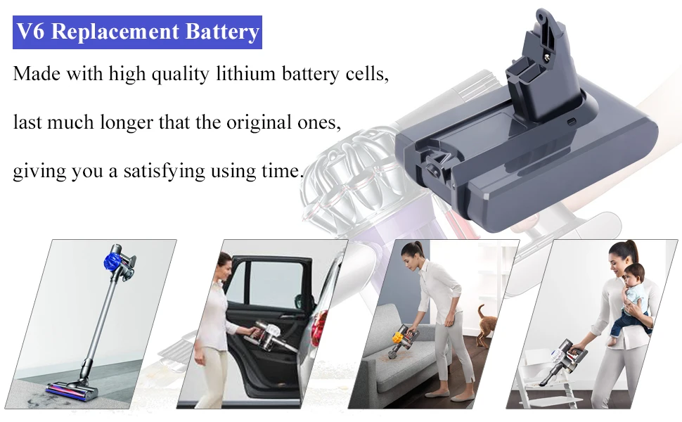 1/2/4Pcs 6.4Ah V6 Battery Replace for Dayson 21.6V battery Pin Compatible with Animal/Fluffy SV03 SV09 DC59 DC61 Vacuum Cleaner