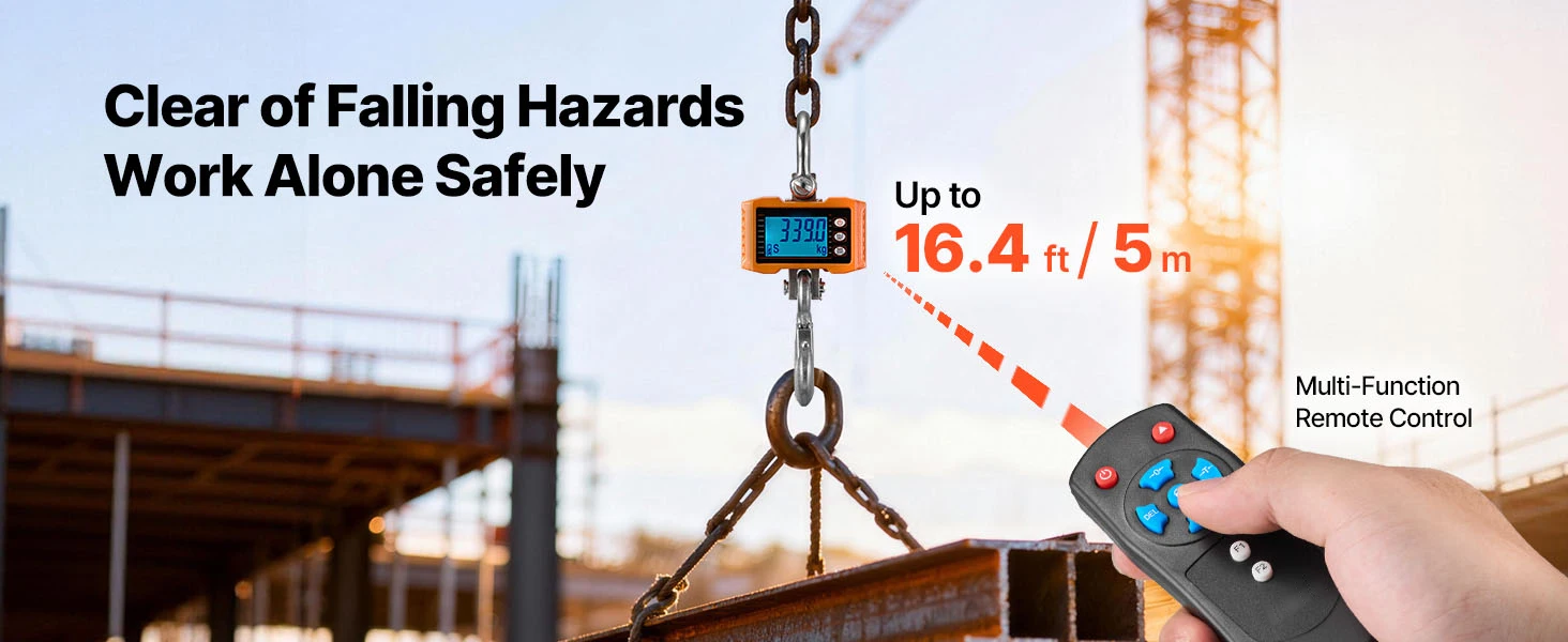 SucceBuy 1000kg/2000kg Digital Hanging Scale Portable with Remote Control Factory Crane Scale LCD Backlight Industrial Scales