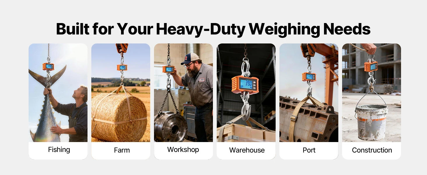SucceBuy 1000kg/2000kg Digital Hanging Scale Portable with Remote Control Factory Crane Scale LCD Backlight Industrial Scales