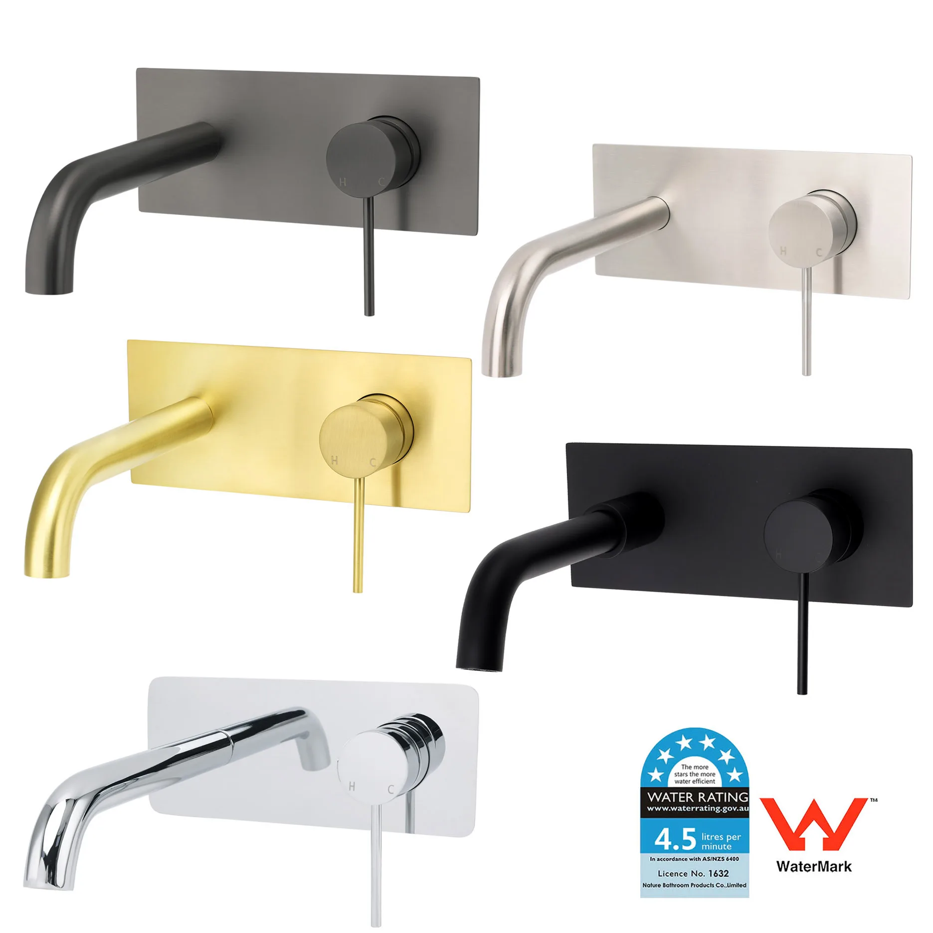 **Sydney Stock** KYLINS Round Vanity Faucet Wall Basin Mixer Tap Brushed Nickel Gold Black Gun Metal Chrome WaterMark Wels