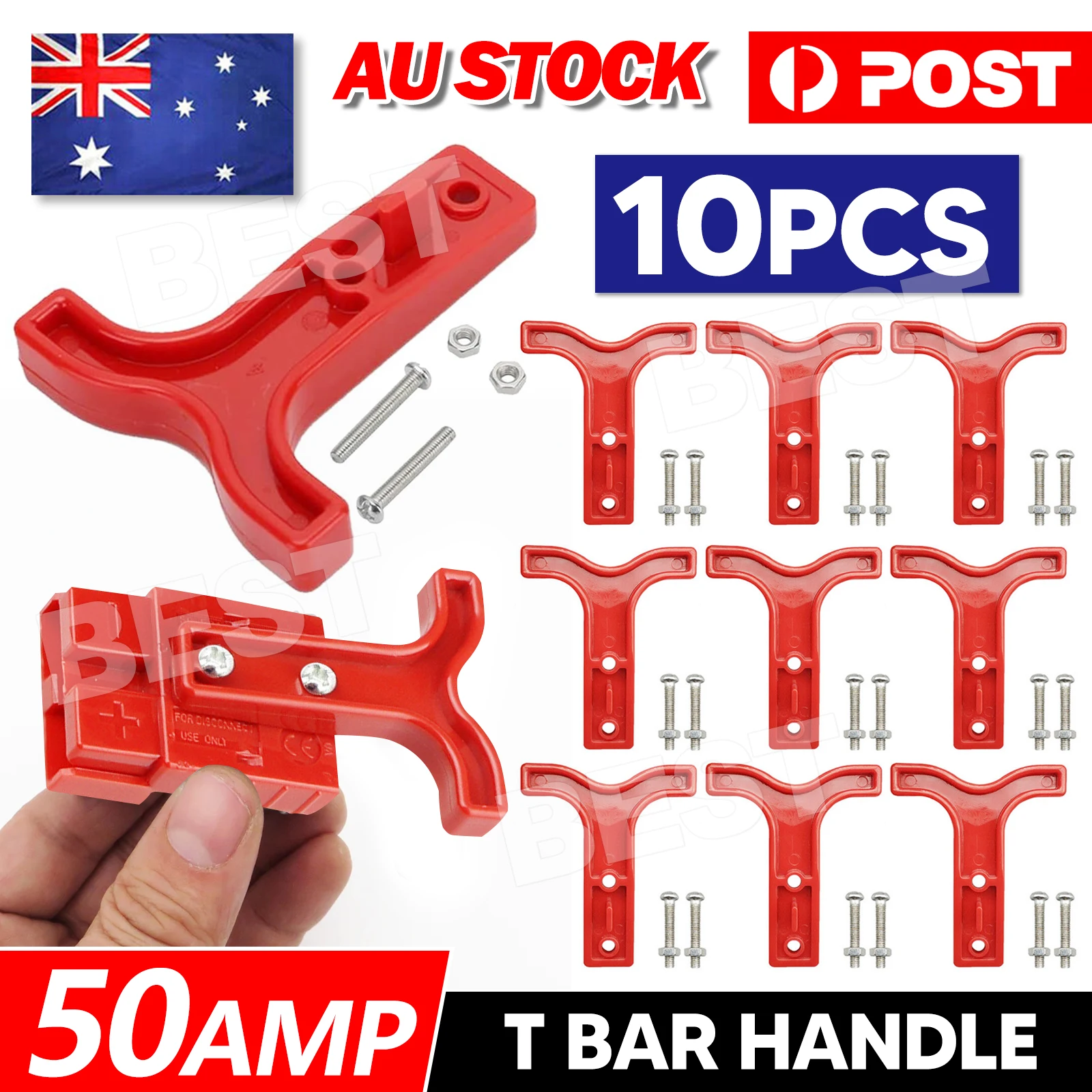 10PCS Red T Bar handle for Anderson style plug connectors tool 50AMP 12-24V AU