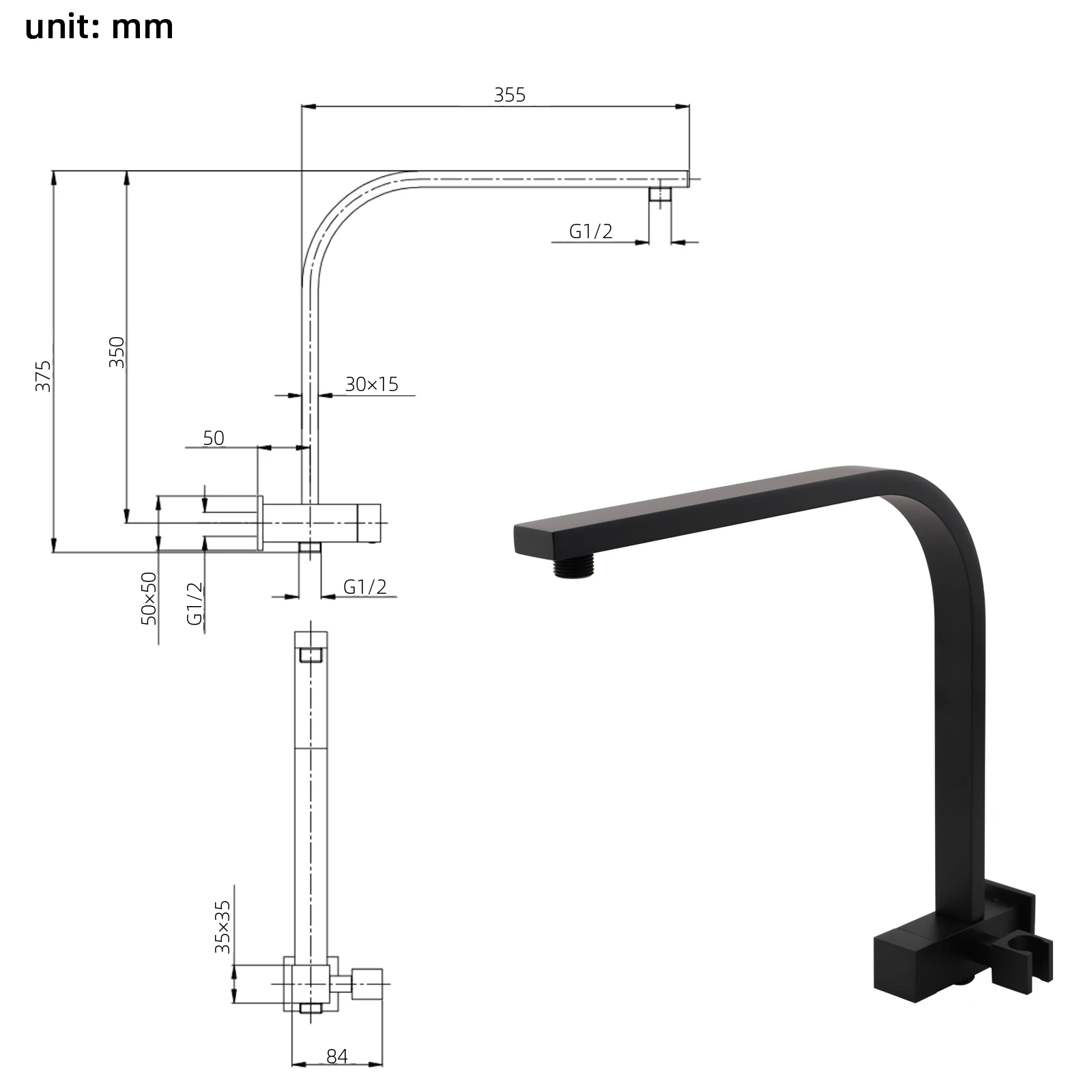 **Sydney Stock** KYLINS Brushed Gold Gun Metal Chrome Black 2 In 1 Rain Shower Head Set Wall Arm Twin Head Combo WELS WATERMARK