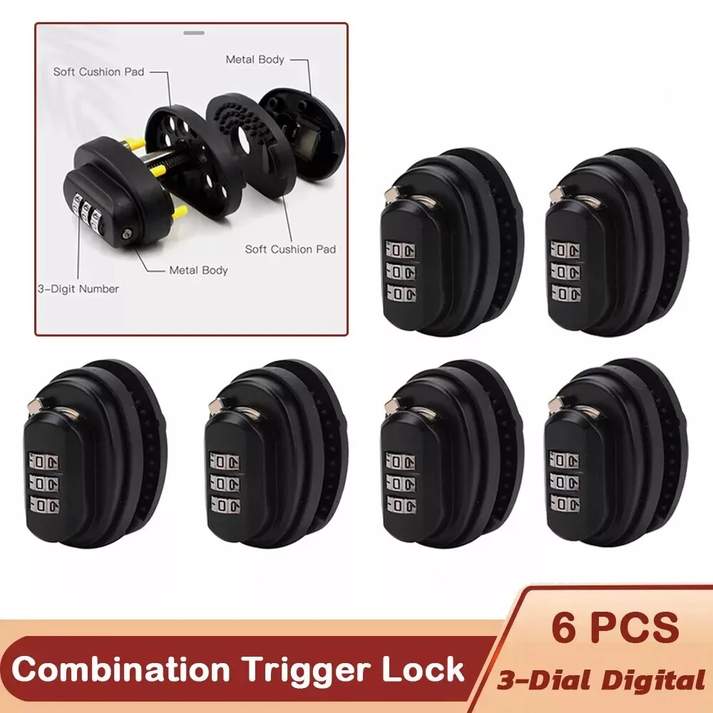 6x 3-Dial Digital Trigger Password Lock Gun Keyless Padlock for Firearms Pistol