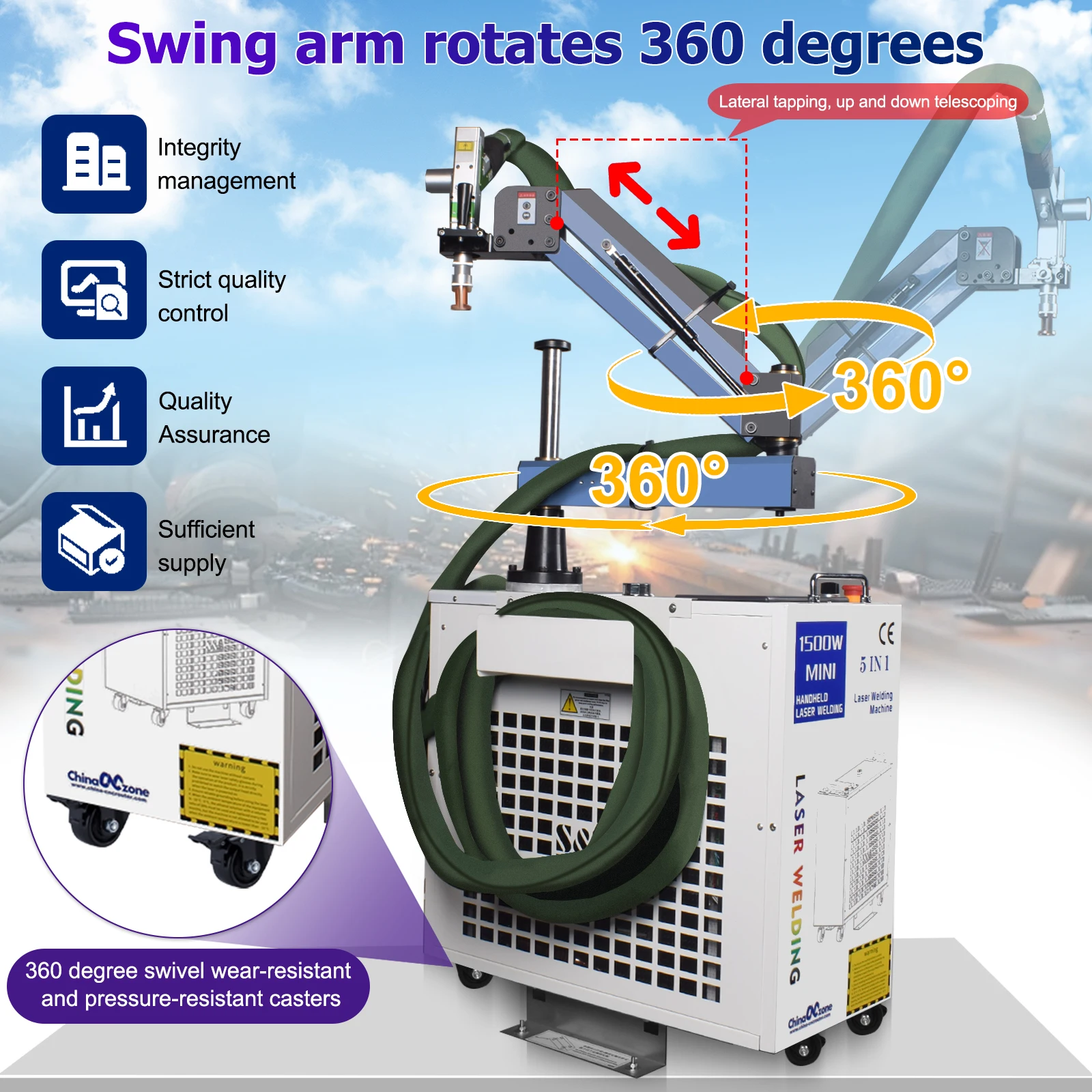 2000W Double Pendulum 6-in-1 Fiber Laser Battery Welding Cleaning Cutting Welding Machine Handheld Laser Welder for All Metal
