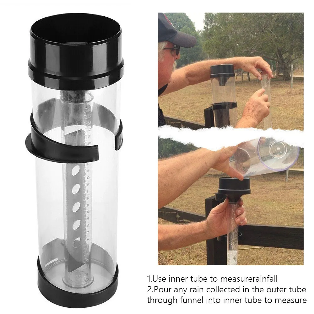 250mm Outdoor Rain Gauge Automatic Measuring Collector Weather Monitoring Gauge