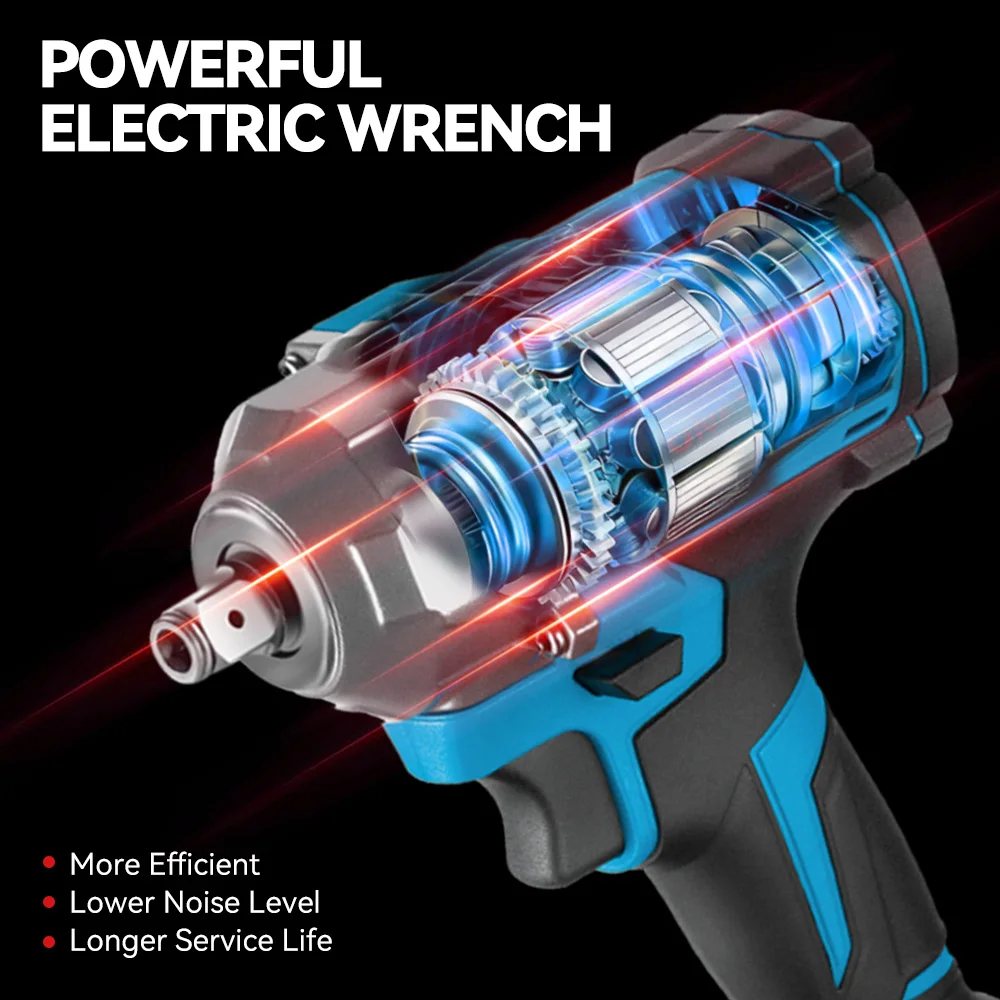 ONEVAN 1200N.M Torque Brushless Electric Impact Wrench Cordless 1/2Inch Car Repair Screwdriver Drill Tool For Makita Battery Pin