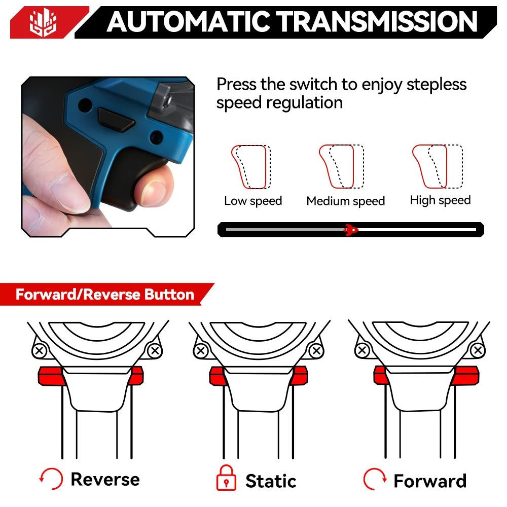 ONEVAN 1200N.M Torque Brushless Electric Impact Wrench Cordless 1/2Inch Car Repair Screwdriver Drill Tool For Makita Battery Pin