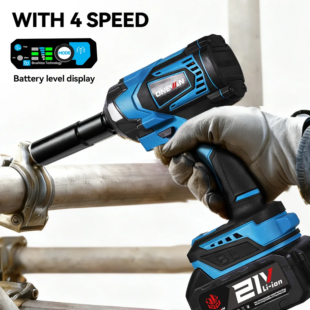 ONEVAN 1200N.M Torque Brushless Electric Impact Wrench Cordless 1/2Inch Car Repair Screwdriver Drill Tool For Makita Battery Pin