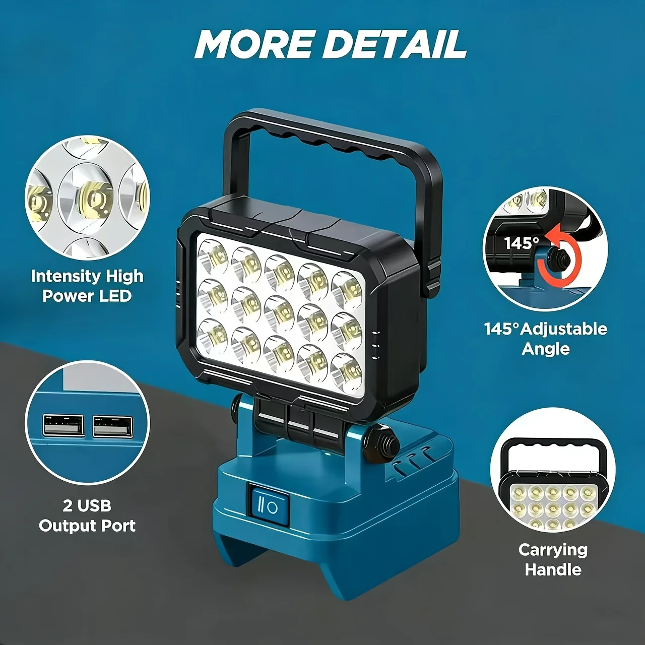 1/2pcs,15-LED Work Light, Portable Spotlight Flashlight Compatible with Makita 18V Lithium-ion Battery
