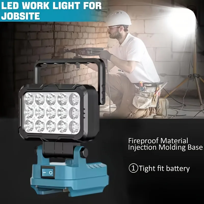 1/2pcs,15-LED Work Light, Portable Spotlight Flashlight Compatible with Makita 18V Lithium-ion Battery
