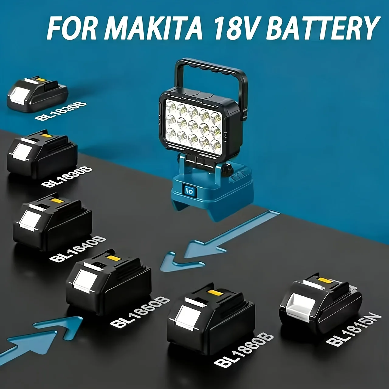 1/2pcs,15-LED Work Light, Portable Spotlight Flashlight Compatible with Makita 18V Lithium-ion Battery