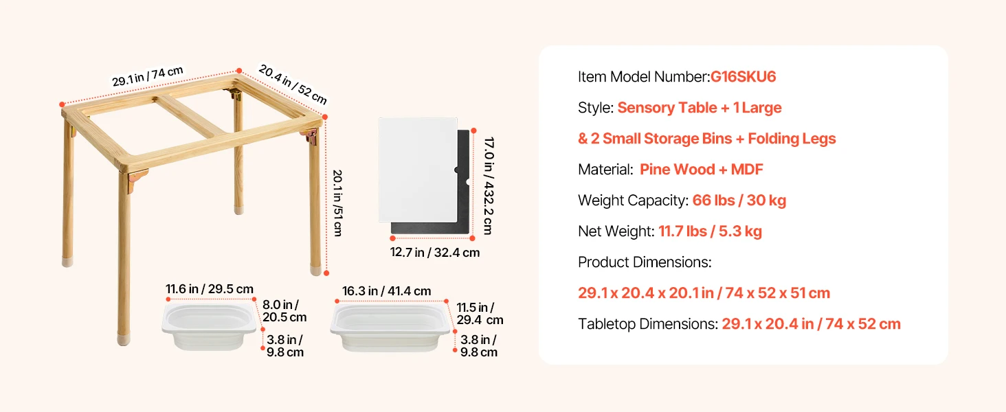 SucceBuy Wooden Sensory Table for Kids Activity with 3 Foldable Storage Bins&Double-Sided Board Indoor/Outdoor Drawing Studying