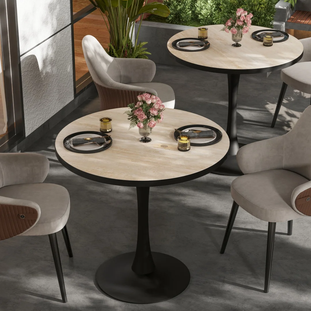 LUVODI 30" Round Leisure Dining Table,Kitchen Coffee Circle Table with Larger Pedestal Base for 2-3 People