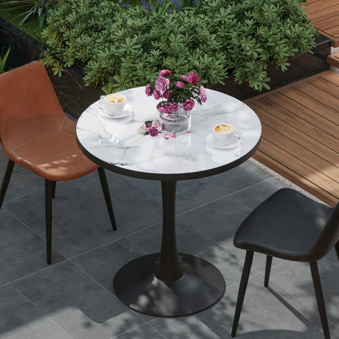 LUVODI 30" Round Leisure Dining Table,Kitchen Coffee Circle Table with Larger Pedestal Base for 2-3 People