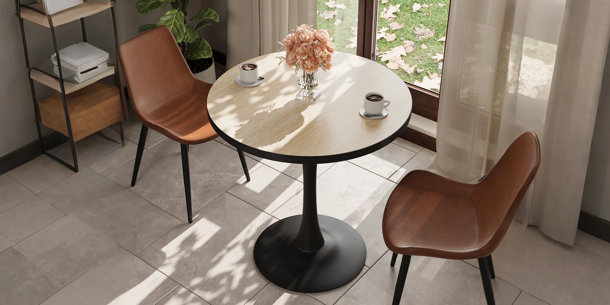 LUVODI 30" Round Leisure Dining Table,Kitchen Coffee Circle Table with Larger Pedestal Base for 2-3 People