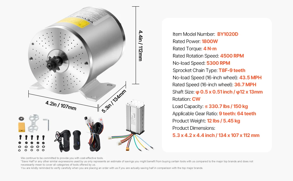VEVOR 350/1800/2000/3000W Electric Powerful DC Motor Go Kart Electric Brushed Motor Electric Dirt Bike Motor Engine for E-Bike