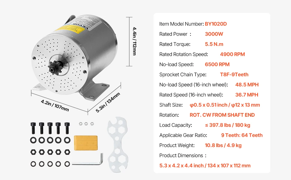 VEVOR 350/1800/2000/3000W Electric Powerful DC Motor Go Kart Electric Brushed Motor Electric Dirt Bike Motor Engine for E-Bike