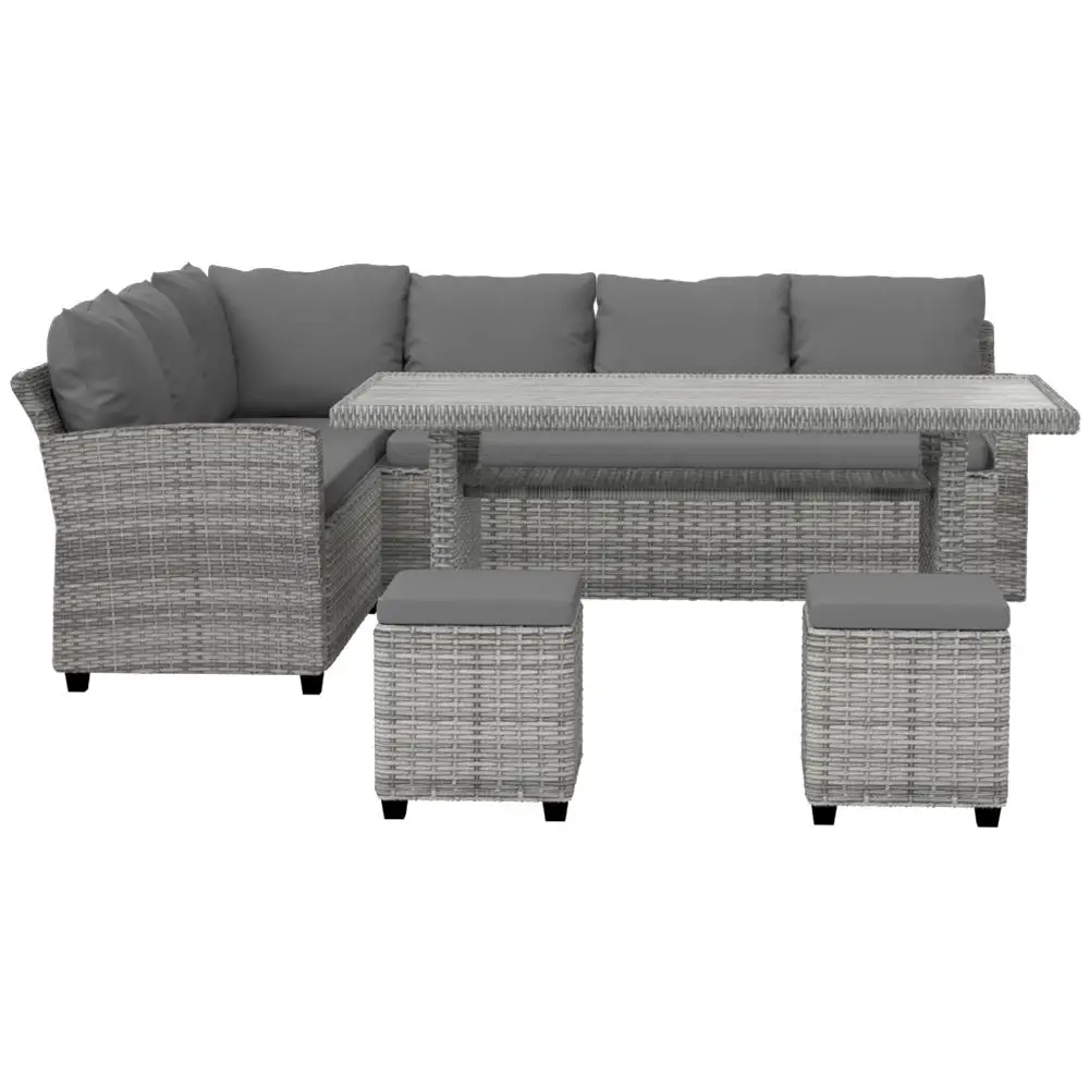 8 Seater Outdoor Wicker Dining Set Table and Chairs Patio Garden Furniture Set