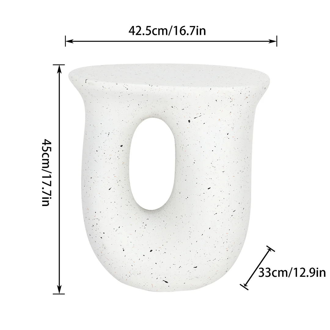 LUVODI Modern U-Shaped Geometric Concrete Accent Table Lightweight Garden Stool Decorative Side Table for Indoor And Outdoor Use