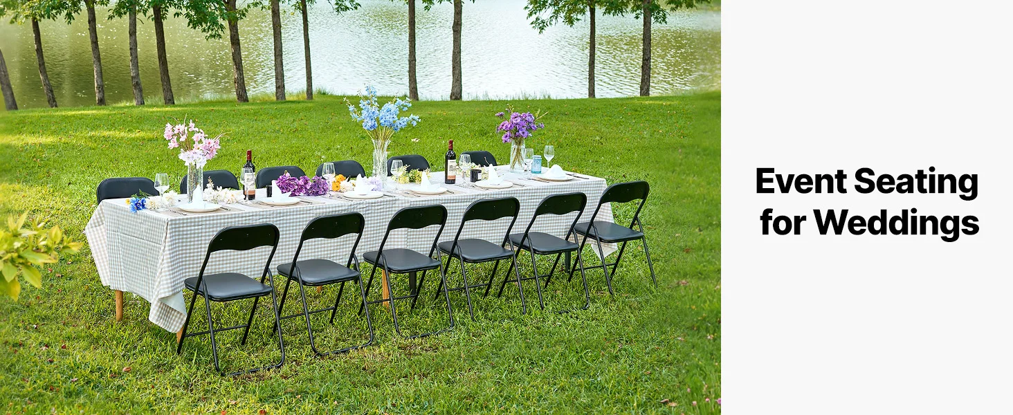 SucceBuy 4/6Pack Folding Chairs Foldable Leather Chairs with Heavy Duty Metal Frame&Padded Cushion Stackable Seats for Home Yard