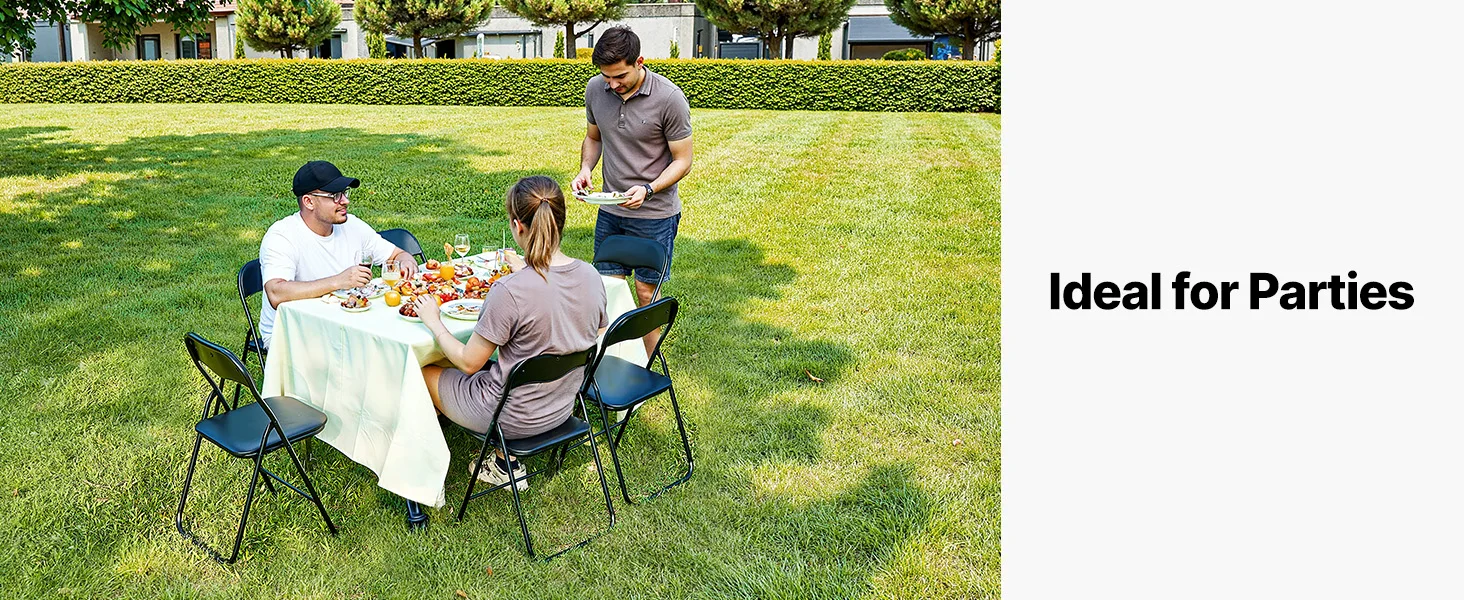SucceBuy 4/6Pack Folding Chairs Foldable Leather Chairs with Heavy Duty Metal Frame&Padded Cushion Stackable Seats for Home Yard