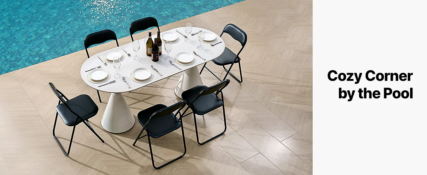 SucceBuy 4/6Pack Folding Chairs Foldable Leather Chairs with Heavy Duty Metal Frame&Padded Cushion Stackable Seats for Home Yard