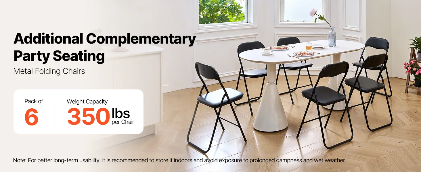 SucceBuy 4/6Pack Folding Chairs Foldable Leather Chairs with Heavy Duty Metal Frame&Padded Cushion Stackable Seats for Home Yard