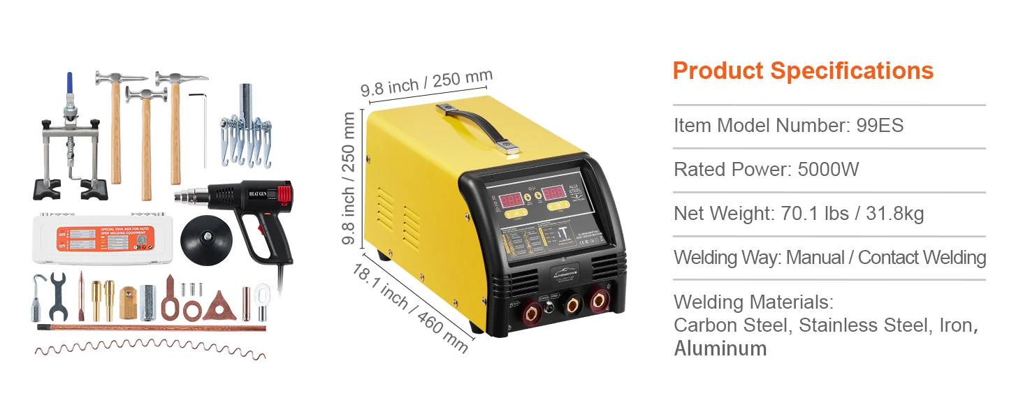 SucceBuy Stud Welder Dent Repair Kit 5 KW Welder Machine Auto / Manual Welding 10 Modes Spot Welding Repair Tool for Auto Repair
