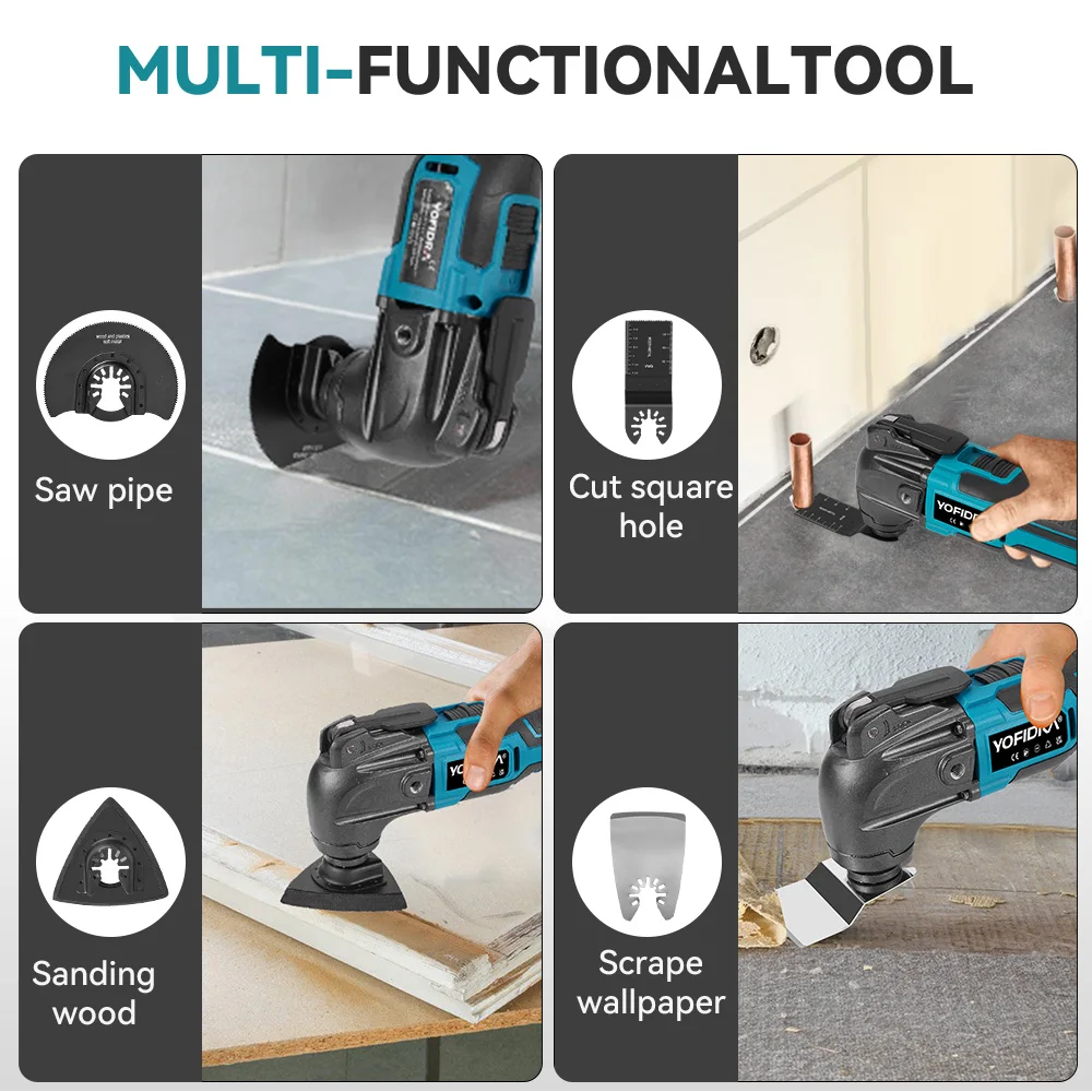 600W Oscillating Multi Tool 20000OPM Cordless Electric Woodworking Cutting Saw Tool Home Decoration For Makita Battery Pin
