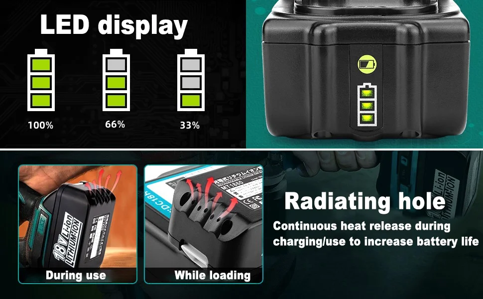 VANON 18V 9Ah 8Ah 5Ah Replace for Makita Lithium Battery Powerful Power Battery 100% New Power Tool Battery Pin