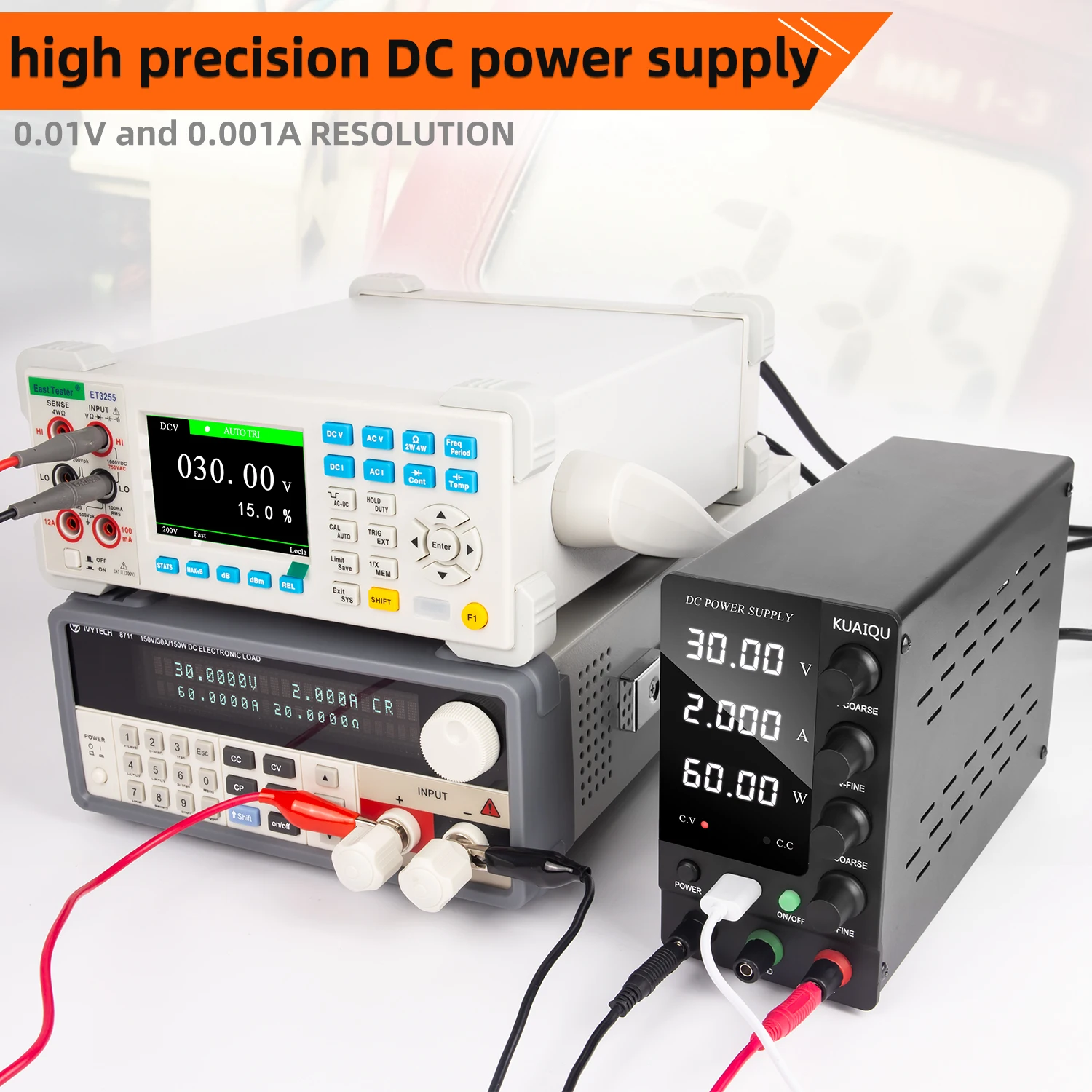 KUAIQU DC Lab Power Supply 30V 60V 120V Adjustable Voltage Regulator Preset Voltage Current Fast Charging Bench DC Power Supply