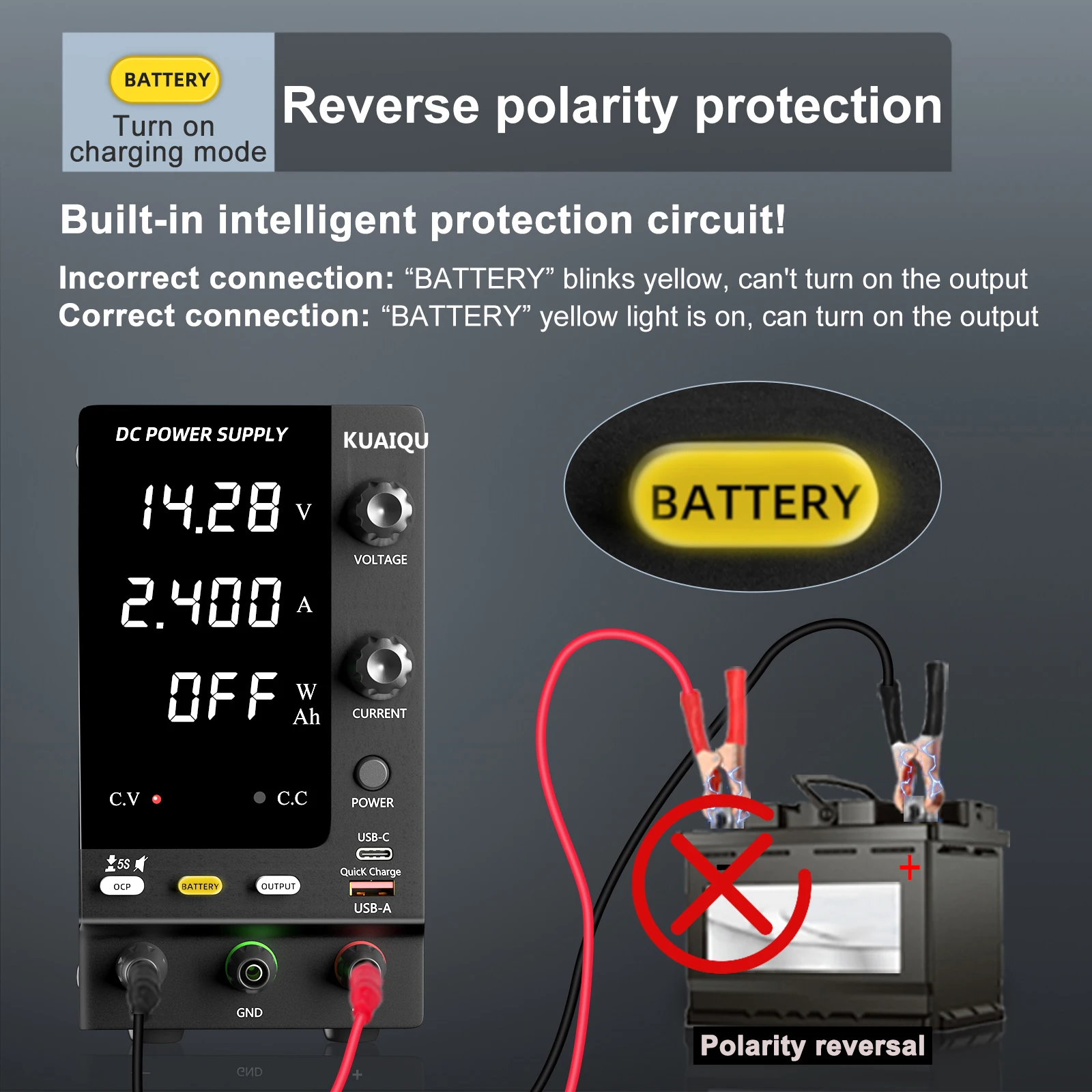 KUAIQU DC Lab Power Supply 30V 60V 120V Adjustable Voltage Regulator Preset Voltage Current Fast Charging Bench DC Power Supply