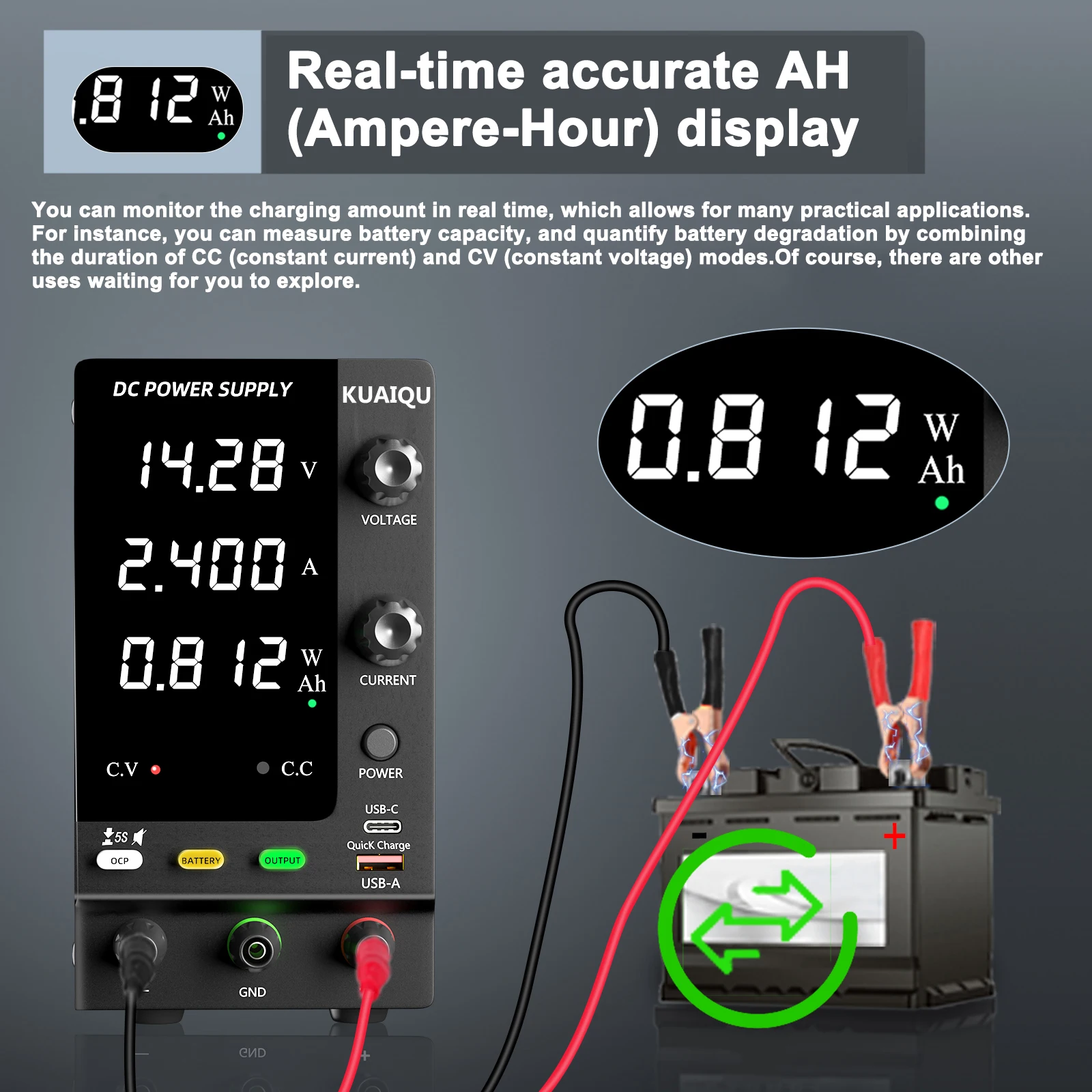 KUAIQU DC Lab Power Supply 30V 60V 120V Adjustable Voltage Regulator Preset Voltage Current Fast Charging Bench DC Power Supply