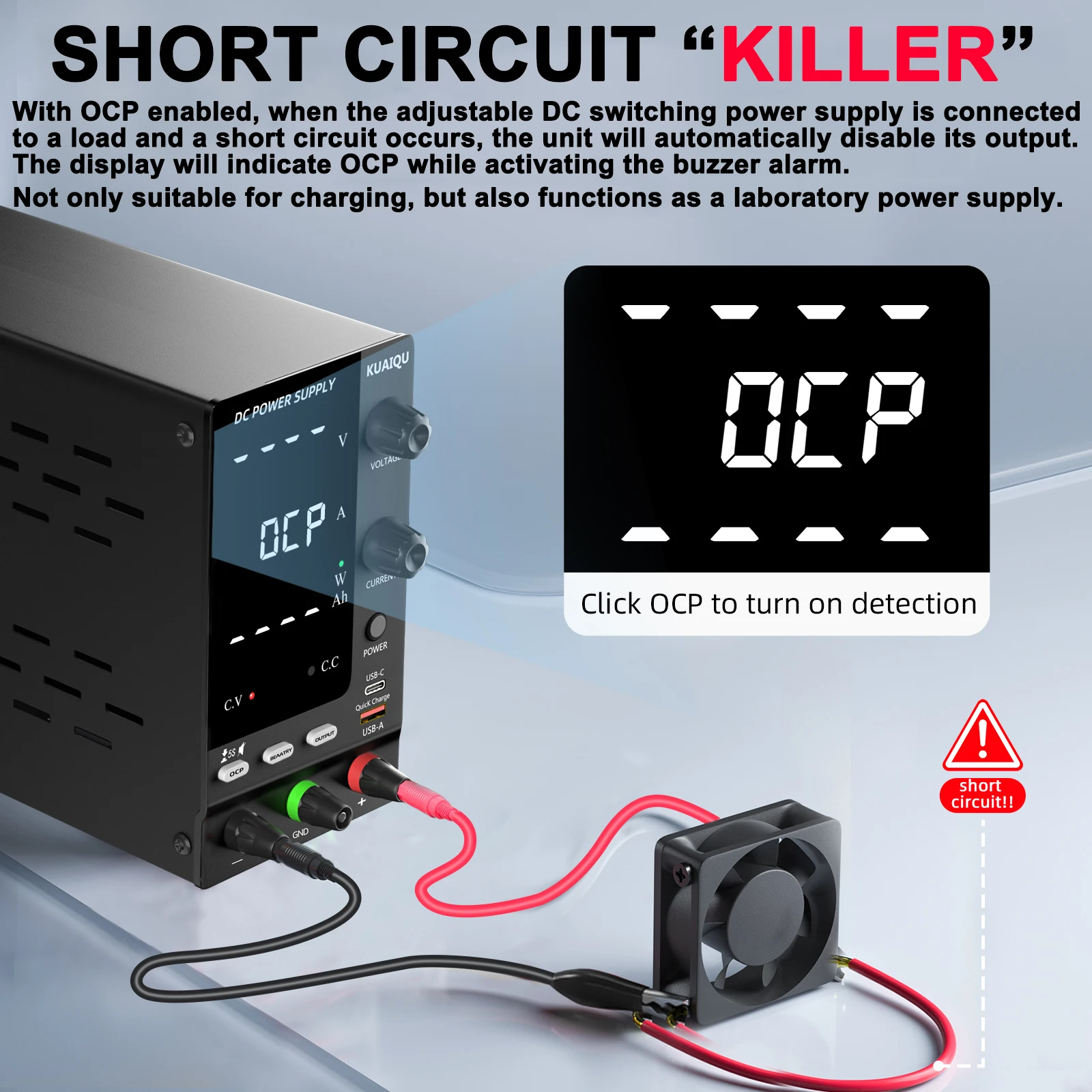 KUAIQU DC Lab Power Supply 30V 60V 120V Adjustable Voltage Regulator Preset Voltage Current Fast Charging Bench DC Power Supply