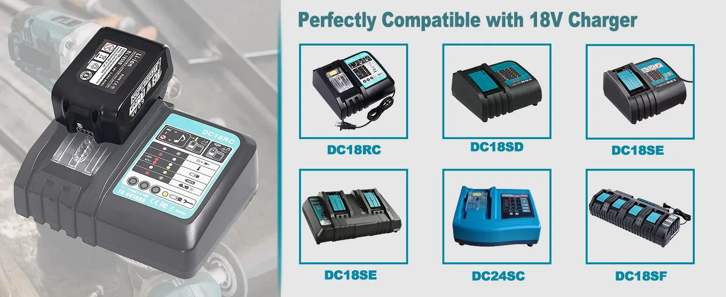 New 3/5/8/9Ah Replace for Makita 18v Battery BL1815b BL1860b BL1850b BL1890b screwdriver battery pin & DC18RC/DC18RD charger