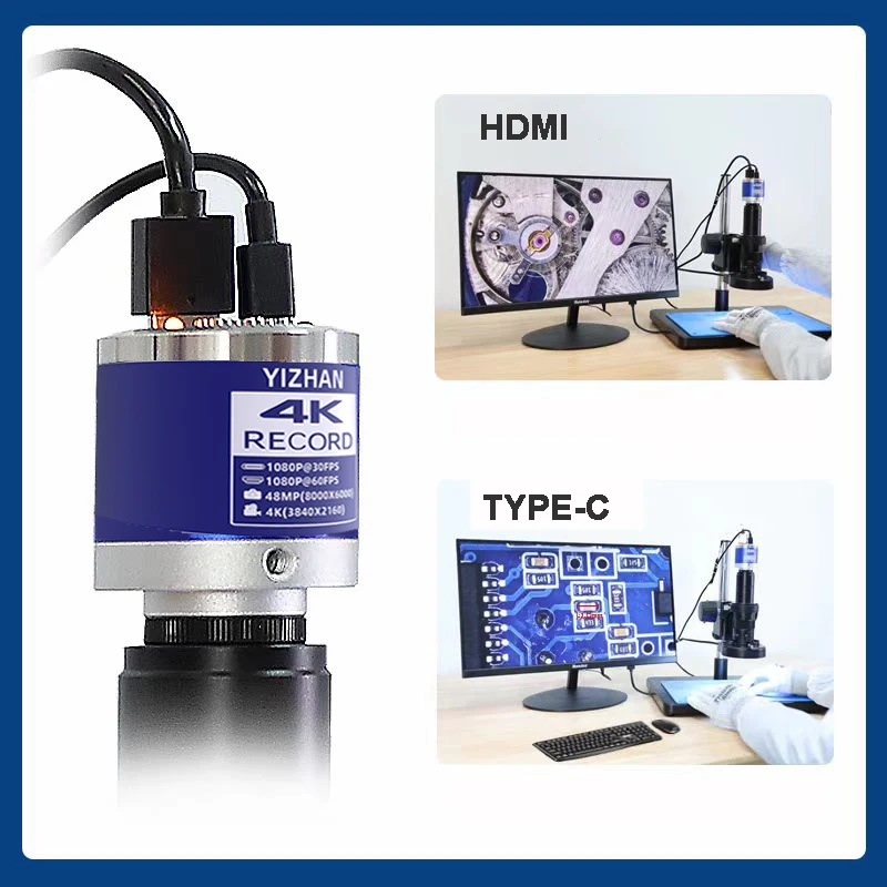 Yizhan 4K 1080P Electronic Digital Microscope 48MP HDMI USB Soldering Microscope Camera 180X 215X Lens For Image Magnification