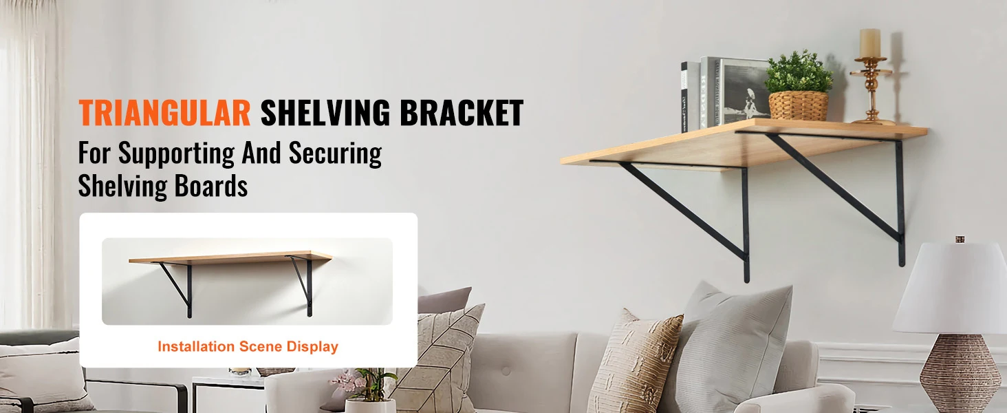 SucceBuy Shelf Bracket 12”x4”x1.6” 6 Pcs Heavy Duty Floating Shelf Brackets Brackets for Shelves 5mm Thick Matte L Shelf Bracket
