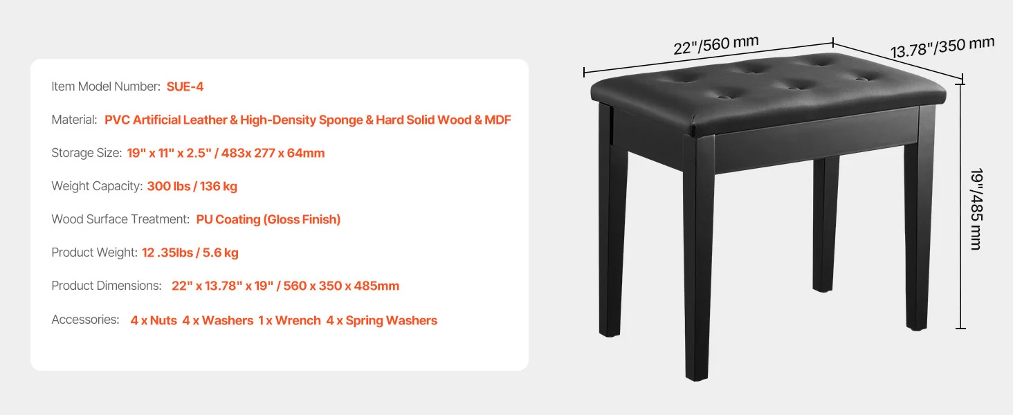 SucceBuy Piano Bench Keyboard Piano Chair w/ High-Density Padded Cushion & Storage Compartment Wooden Piano Bookcase Stool Seat