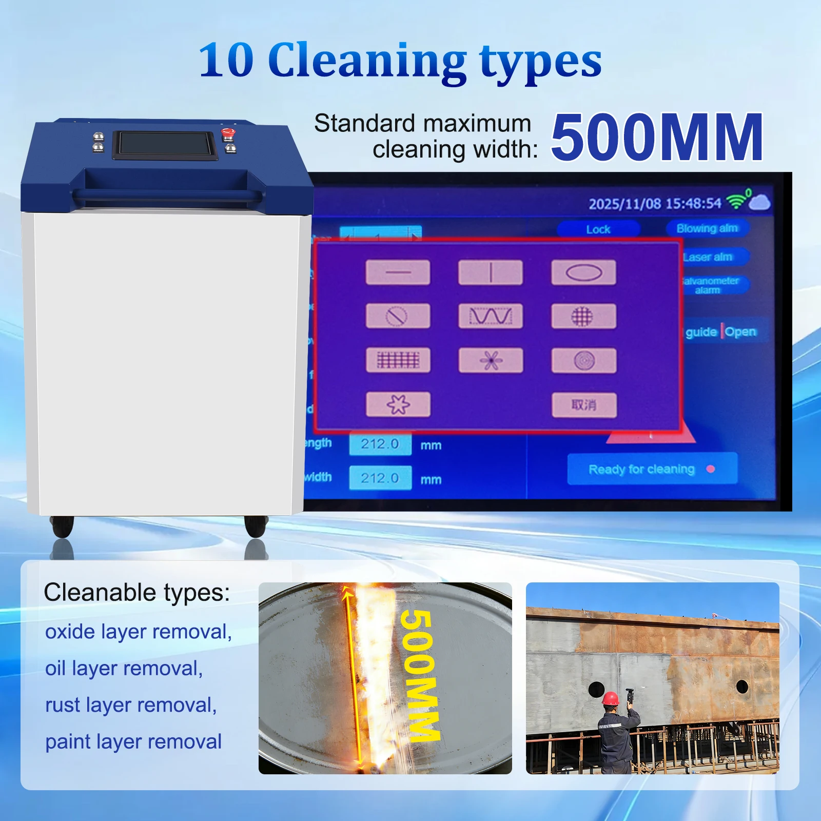 6000W Fiber Laser Cleaner 6000W Water Cooling Industrial Laser Cleaning Machine for Paint Oil Removal Heavy Rust Removal