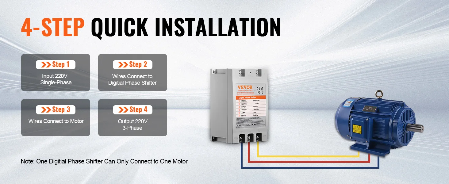 SucceBuy Digital Converter 5/ 7.5/ 10HP Single Phase to 3 Phase Converter Digital Phase Shifter for Residential Light Commercial