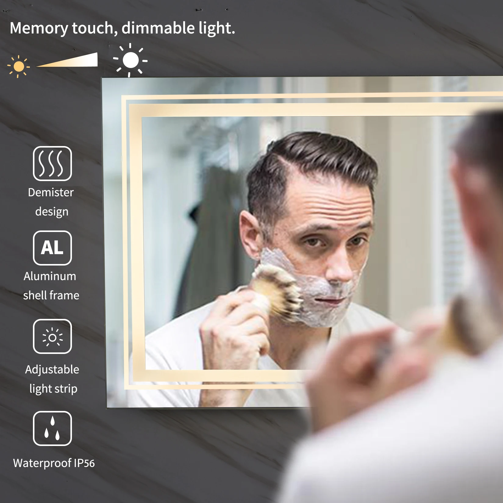 40x24 Inch LED Mirror for Bathroom with Front Light and Backlit 3 Colors Dimmable Memory AntiFog Water Proof Decor Vanity Mirror