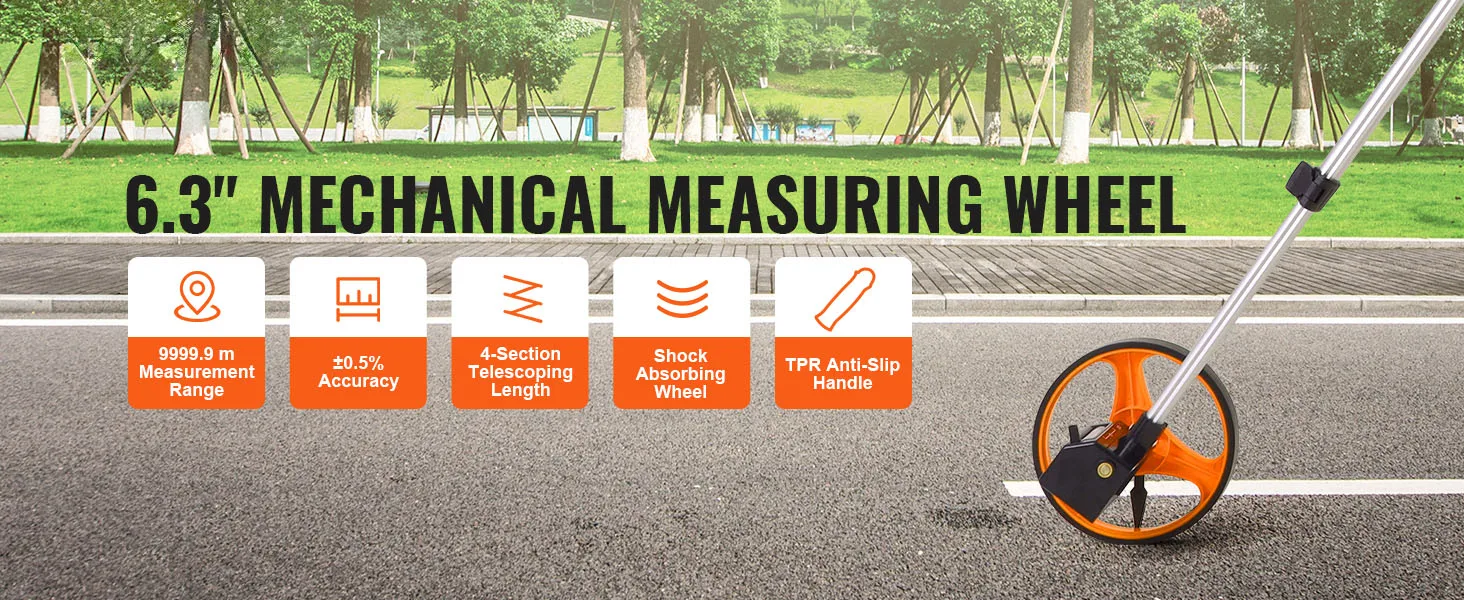 SucceBuy Measuring Wheel Telescoping Measure Wheel Measurement0-9,999m Back Bag Suitable for Lawn/Hard/Wood Road Measuring
