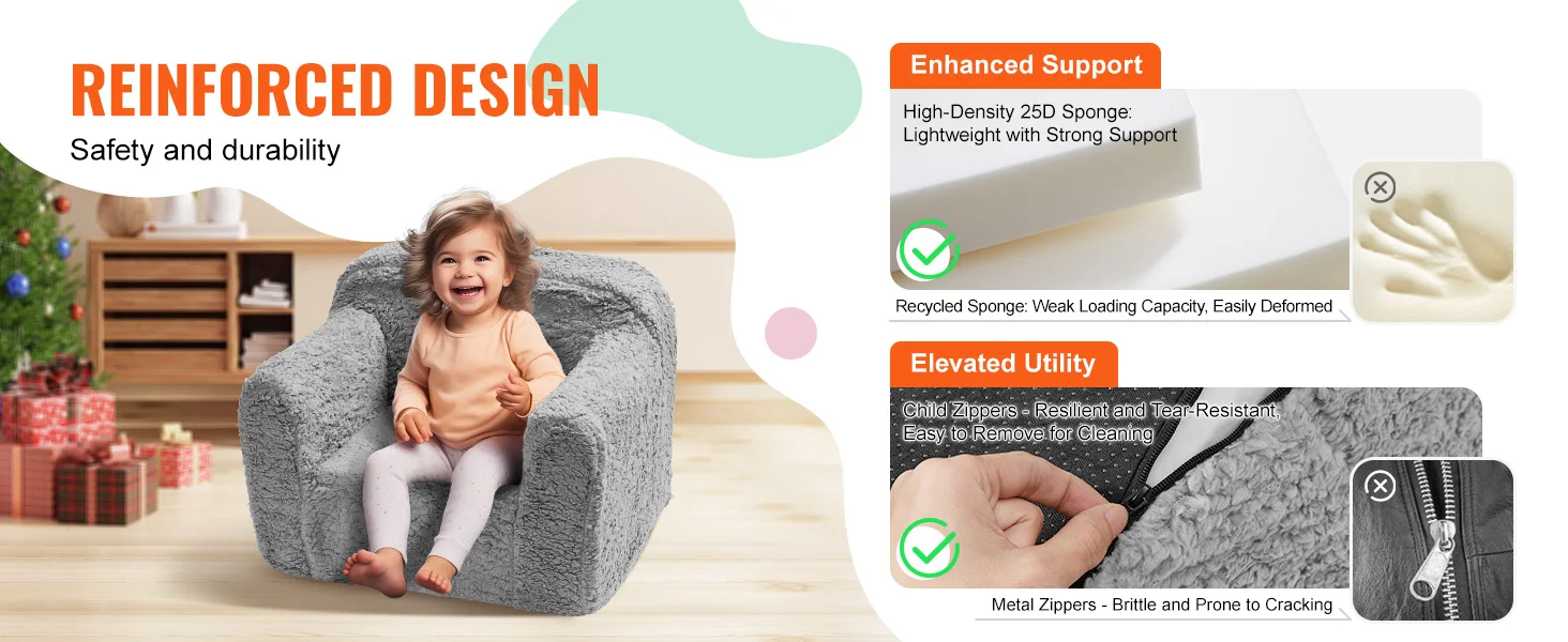 SucceBuy Play Couch Kids Sofa Toddler Foam Sofa Couch with High-density 25D Sponge for Playing Creative Sleeping Kids Furniture