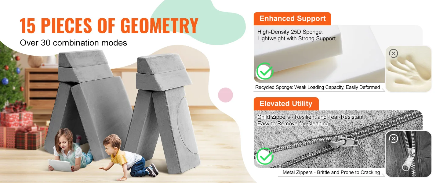 SucceBuy Play Couch Kids Sofa Toddler Foam Sofa Couch with High-density 25D Sponge for Playing Creative Sleeping Kids Furniture