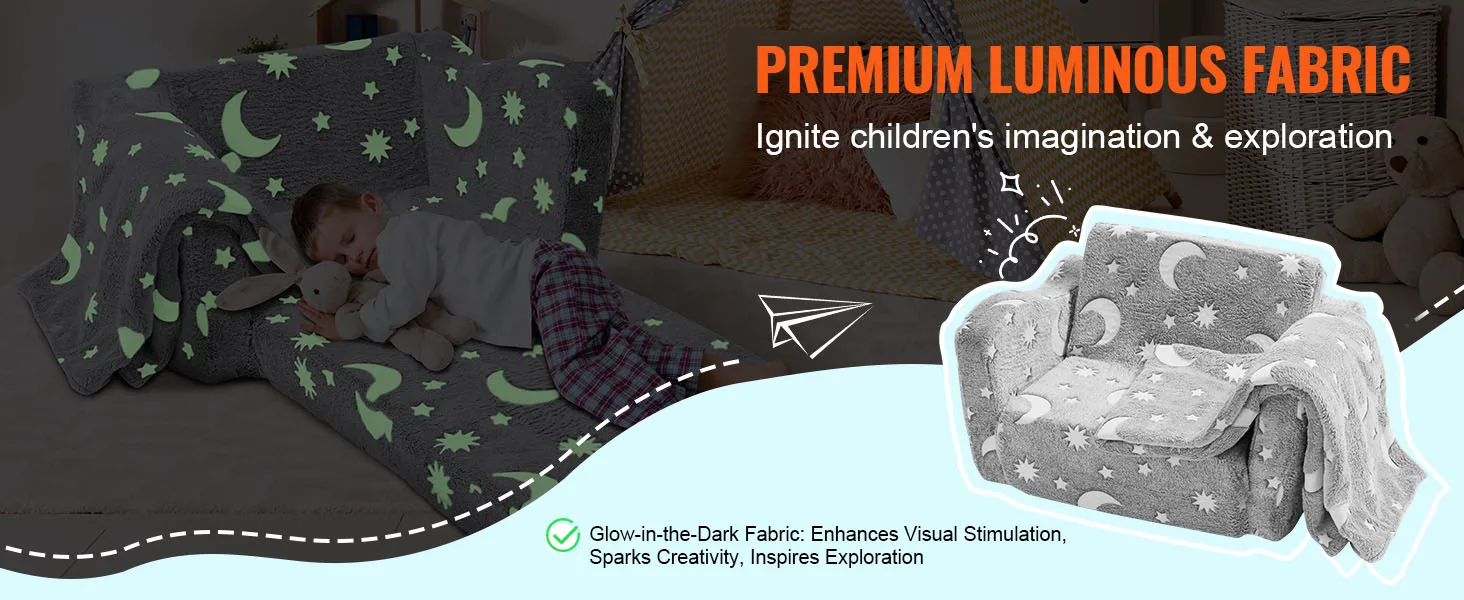 SucceBuy Play Couch Kids Sofa Toddler Foam Sofa Couch with High-density 25D Sponge for Playing Creative Sleeping Kids Furniture