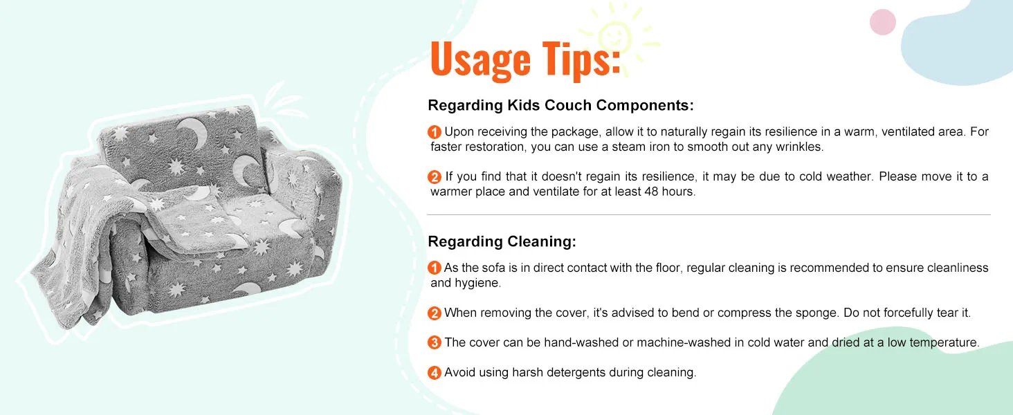 SucceBuy Play Couch Kids Sofa Toddler Foam Sofa Couch with High-density 25D Sponge for Playing Creative Sleeping Kids Furniture