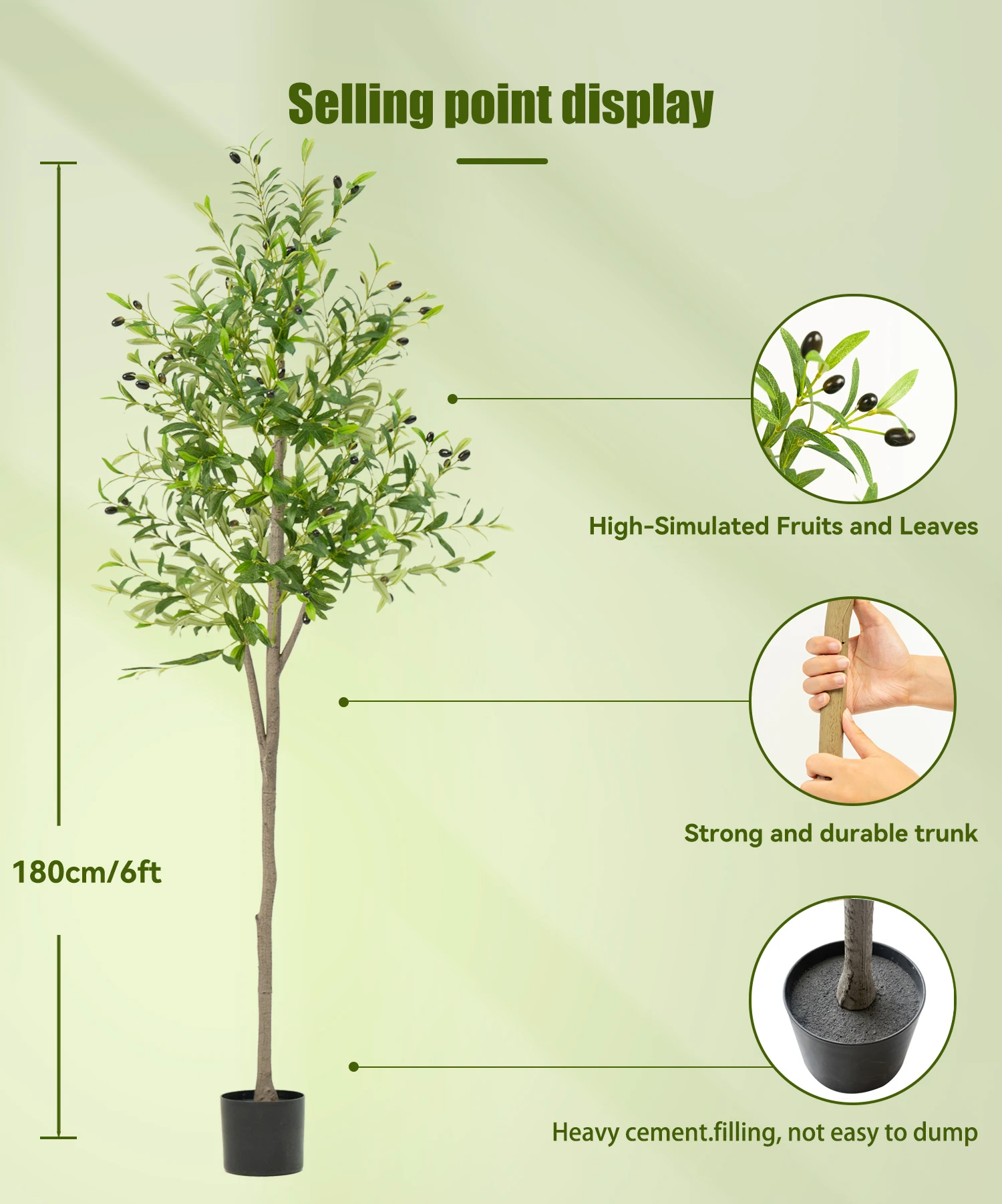 Artificial Plants Artificial Decorative Plants Olive Tree Room Decoration 6 FT Olive Tree With Fruit For Home Garden Decor