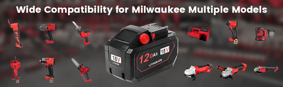 1/2/4P M18 12.0Ah 18V MAX Lithium-ion Battery Replace for Milwaukee 48-11-1810 48-11-1820 48-1100 Cordless Tools Battery pin
