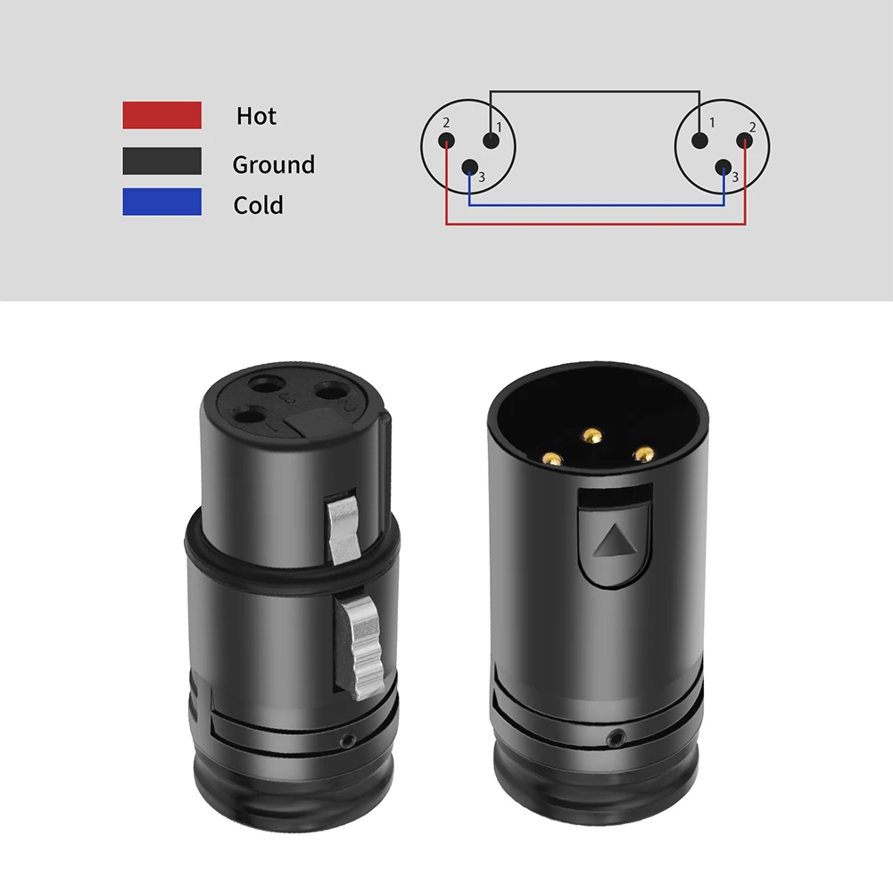 1-5SET Male To Male/Female To Female Compact XLR Microphone Solder Adapter with Wrench Audio Cables Connector for Microphone